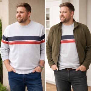 H&M light blue striped crewneck sweater